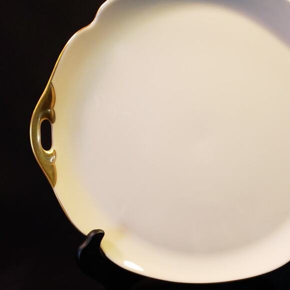 SALE Pickard China USA Ivory n Gold Square Handled Cake Plate 11 1/8 inch - Picture 1 of 9
